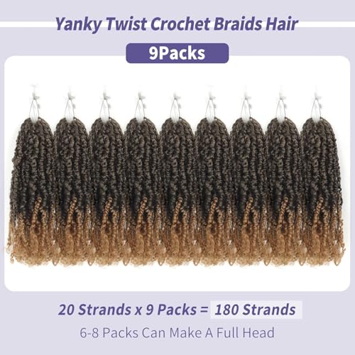 Datanala 14 Inch T27# Pre-Twisted Yanky Twists Crochet Hair 9 Packs Bohemian Passion Style