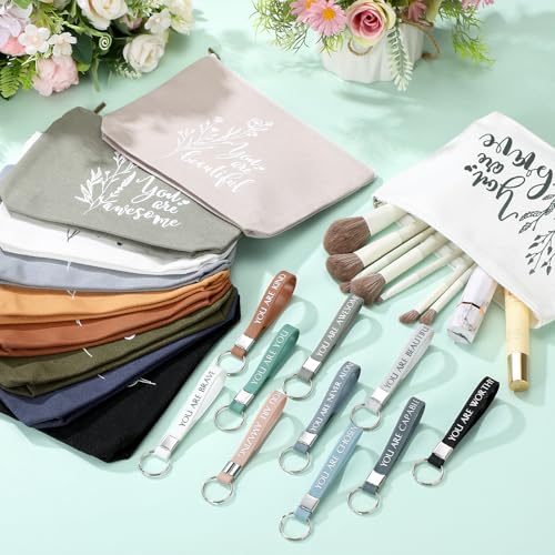 Fumete Motivational Canvas Makeup Bag & Keychain Set - Aesthetic