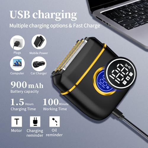 Men's Foil Shaver IPX7 Waterproof USB-C Rechargeable - Black Gold