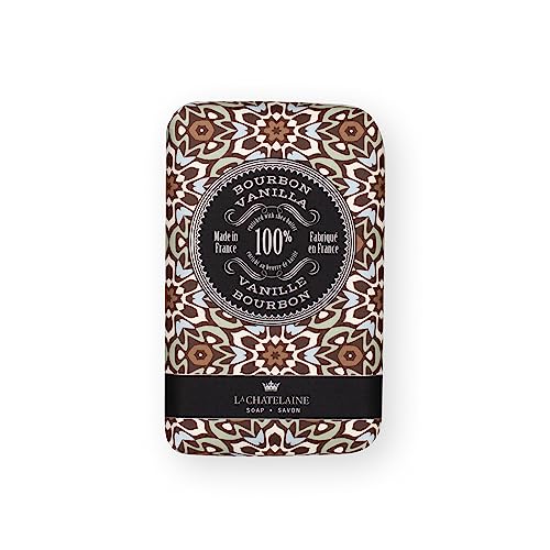 La Chatelaine Luxury Bar Soap Trio Gift Set Tin | Made in France | Natural and Organic | Shea Butter Formula | 3 x 8.8 oz / 250g - Gray Mosaic Soap Trio (Moroccan Mint, Vetiver Cedar, Bourbon Vanilla)