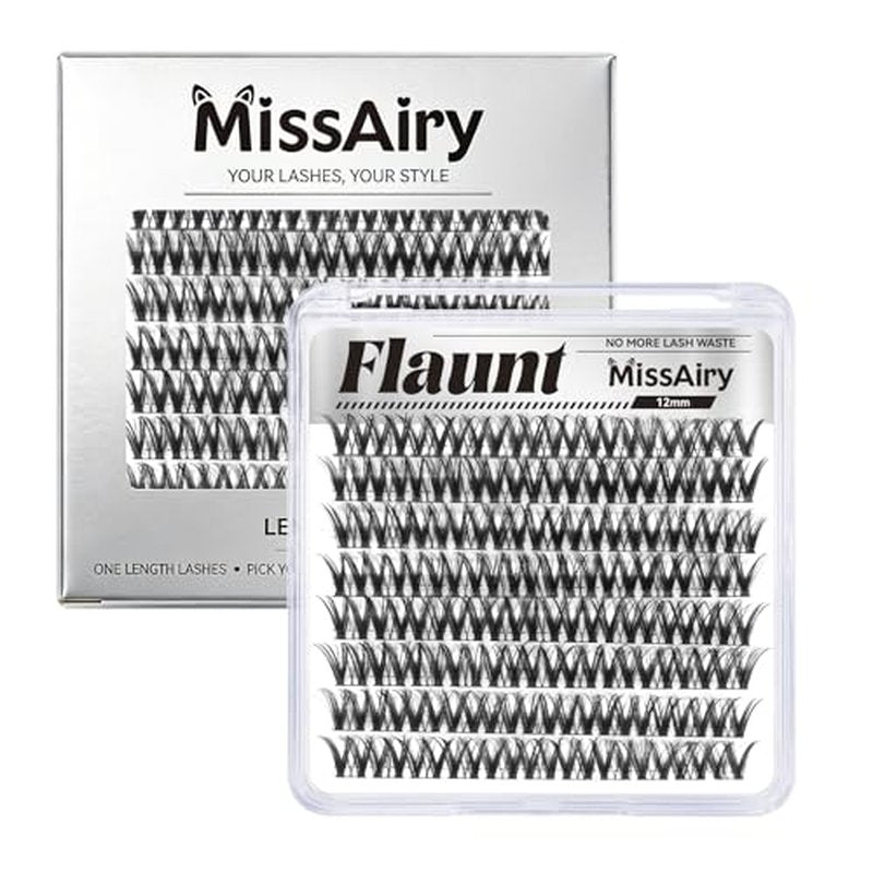 Flaunt Lash Clusters LengthLock Eyelash Cluster Short Lash Cluster 12MM Wispy Lash Clusters Flora Cluster Lashes D Curly Eyelash Extensions Wet Look Eyelashes Clusters Wispy(Flaunt 12MM)