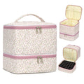 Floral Nail Polish Organizer Bag for 30 Bottles & UV Nail Lamp - Pink Floral