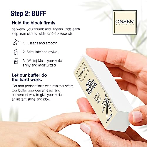 ONSEN 2.93 oz Nail Reboot Kit with Hand & Cuticle Rescue Cream, Buffing Block & Files