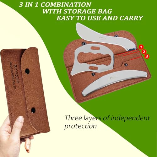 Muscle Scraper Set 3-in-1 Stainless Steel Gua Sha Massage Tools for Physical Therapy - SDC Variation