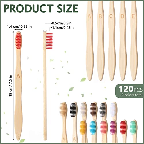 120 Pcs Bamboo Toothbrush Set - 19 cm / 7.5 Inch Letter Marked, Individually Wrapped