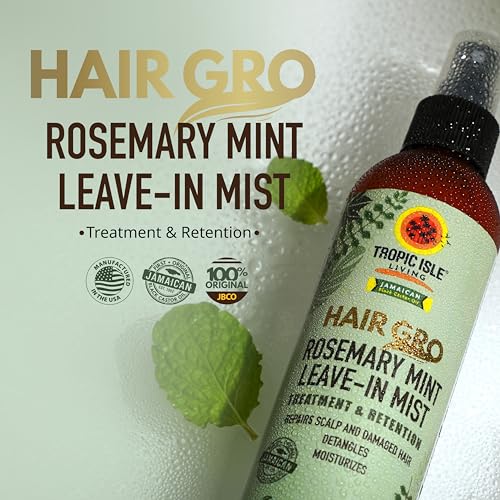 Tropic Isle Living Rosemary Mint Leave-In Conditioner 8oz/ 237ml - Detangles, Moisturizes, Repairs Scalp and Damaged Hair with Natural Formula, Suitable for All Hair Types, Cruelty-Free