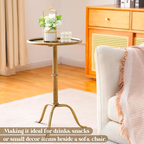 RattanView Bronze Metal Martini Side Table 2 Pcs Small Round Drink Table