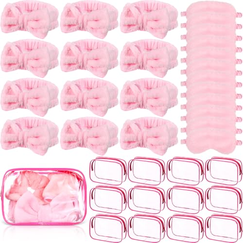 Hoteam Pink Sleepover Party Supplies Kit with Headbands Eye Masks & Cosmetic Bags
