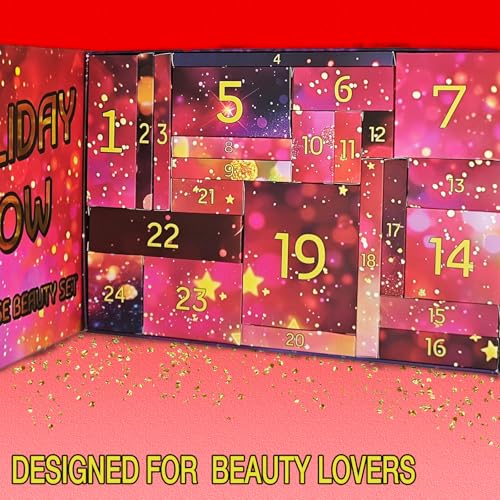 Hywestger Red Makeup Advent Calendar 2026 for Teens Girls Christmas Gift Set