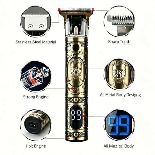 Men's Beard Trimmer with Zero Gap T-Blade, Cordless Hair & Beard Grooming Kit
