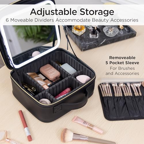 iHome Travel Makeup Bag with LED Mirror, Makeup Organizer with Lighted Mirror, Ideal Travel Essentials for Women (iCVS20)