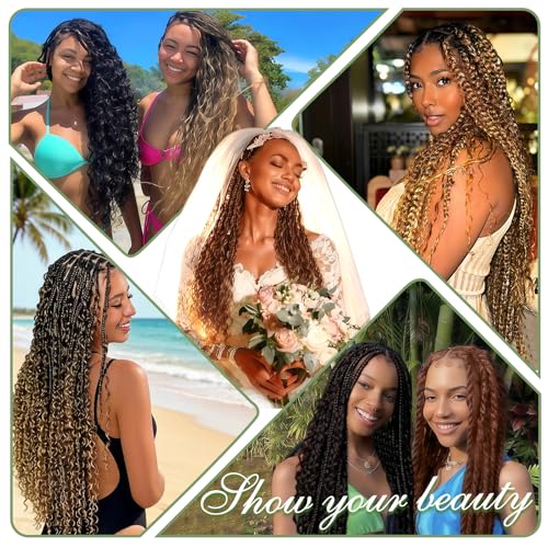 DNLOA 16 Inch Caramel Honey Blonde Boho Hair for Braiding 27# Human Knotless Deep Wave Bundles