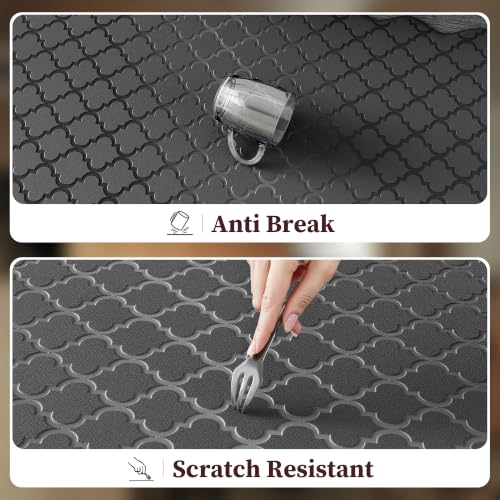 Arenarug Scalloped Kitchen Floor Mats 2PCS - Black, 24 x 39 & 24 x 59 Inches
