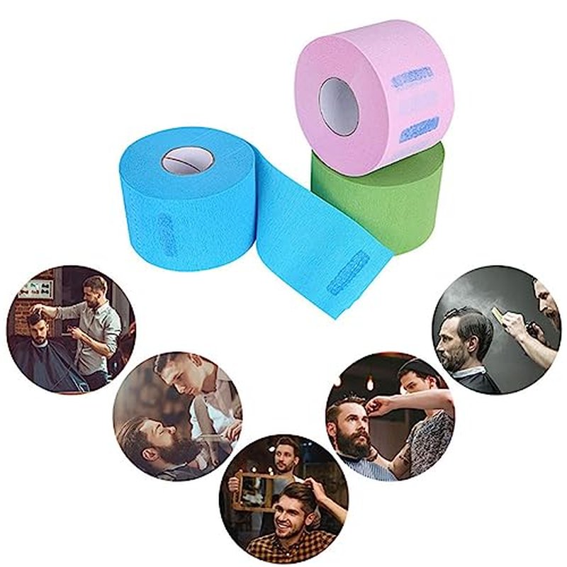 2 Rolls Barber Neck Strips Disposable Flexible Strentchy Paper Neck Bands Hairdressing Wrap Paper Tape Barber Supplies Accessories for Salon Coloring Haircutting Styling (Green)