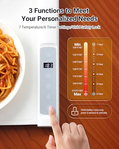 Beige 42x16 Inch Extendable Food Warming Mat with Adjustable Temperature - Gracenal