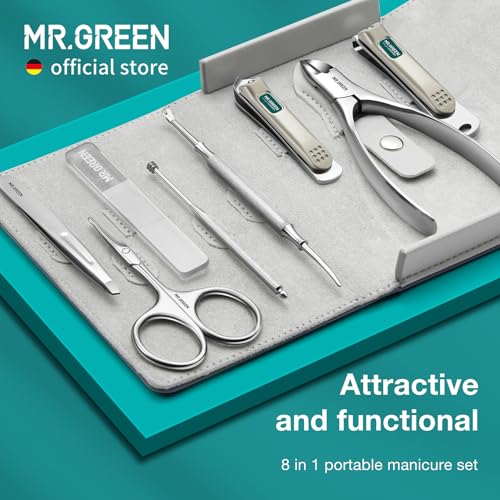 MR.GREEN 8-in-1 Pedicure & Manicure Nail Clipper Set with Microfiber Leather Case - Mr-6658