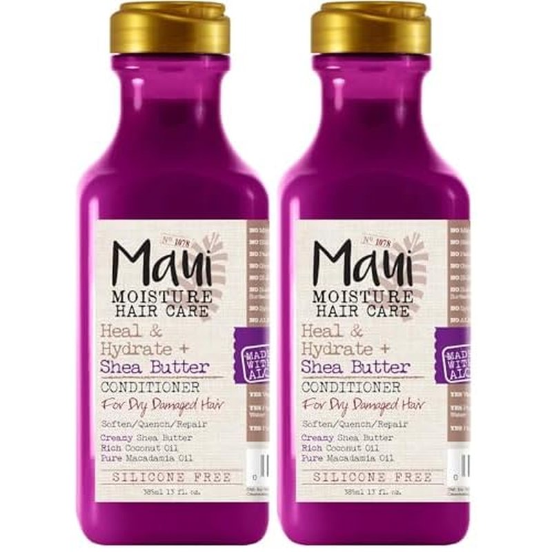 Maui Moisture Heal & Hydrate + Shea Butter Conditioner to Repair & Deeply Moisturize Tight Curly Hair with Coconut & Macademia Oils, Vegan, Silicone, Paraben & Sulfate-Free, 13 fl oz (Pack of 2)