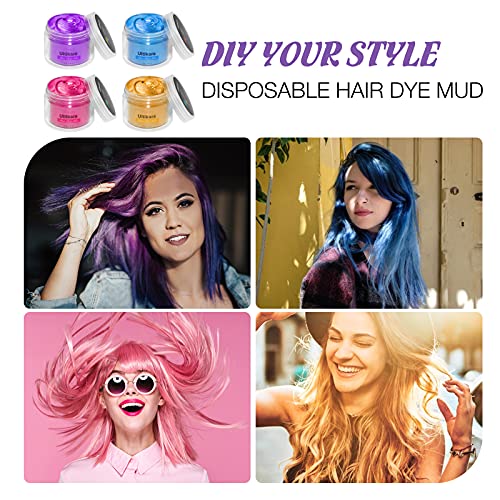 Kids Washable Temporary Hair Color Wax - 4 Colors, Halloween & Party Safe