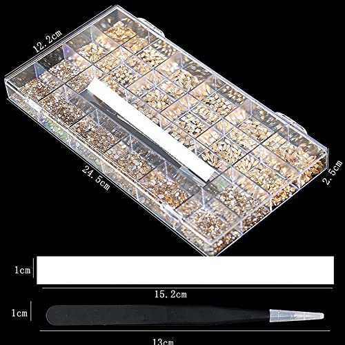 S3 Champagne Rhinestones for Nails - Gold Crystal Nail Art Decorations