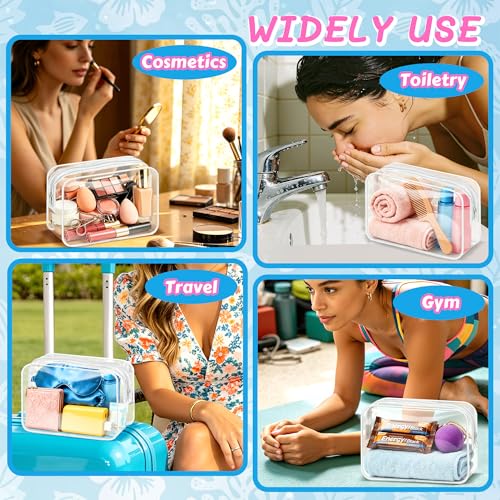Medium Clear Waterproof Makeup Bag Set - 12 PVC Travel Toiletry Organizer