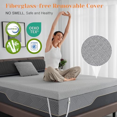 Twin XL Mattress Topper - 3-Inch Extra Firm Support with Bamboo Charcoal Infusion