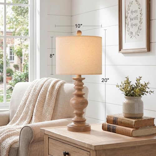 20-Inch Small Traditional Table Lamps Set of 2 - Rustic Brown Bedside Lamps for Bedroom & Living Room