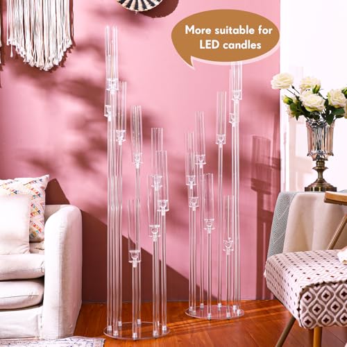 Vesici 2 Pcs 8-Arm Clear Acrylic Candelabra Centerpieces for Elegant Tables - Variation 2