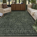 Lahome 8x10 Green Floral Washable Rug - Boho Vintage Style for Living Room