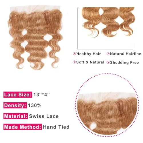 Isufer Blonde 12 Inch 13x4 Frontal Human Hair Body Wave Lace Closure Pre Plucked with Baby Hair