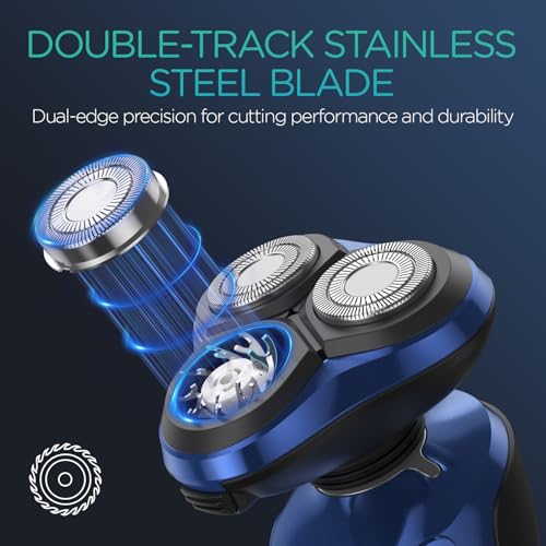 VOYOR Electric Razor for Men Cordless Shavers for Shaving with face sideburn Nose Ear Hair ?Rechargeable Wet Dry Waterproof TX410 New (New Version-Blue)