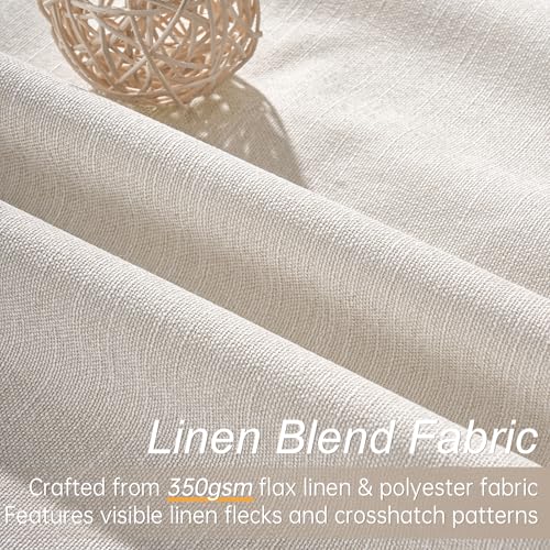 Topfinel Blackout Curtains 60W x 90L Linen Look for Sliding Doors - Pack of 2, Birch