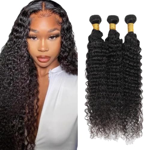 Ubinica 3-Pack Deep Wave Human Hair Bundles 8-12 Inch Natural Black 300g #1B