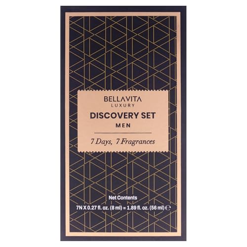 BellaVita Men's Perfume Gift Set - 7 Mini Colognes with Oud, Patchouli, and Bergamot