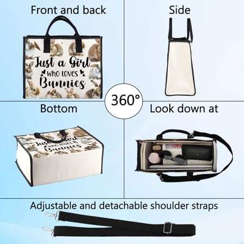 LEVLO Funny Bunny Cosmetic Bag Animal Lover Gift Just A Girl Who Loves Bunnies Makeup Zipper Pouch Bag Bunny Lover Gift For Women Girls (Loves Bunnies LT)