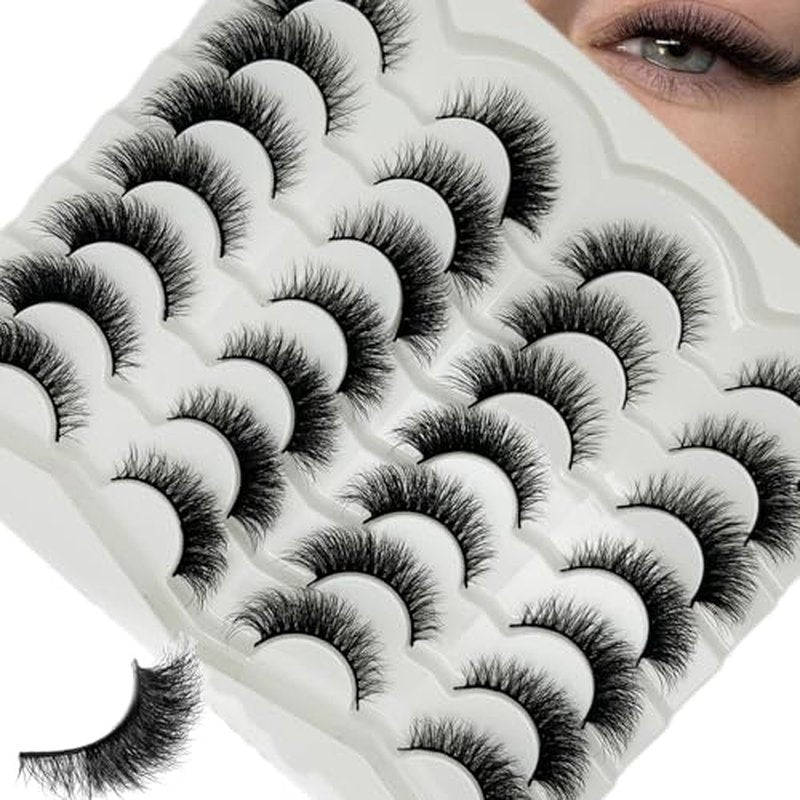 Cat Eye Lashes Natural Look Wispy Short Fluffy Fox Eye Lashes Strip Soft C Curl Natural Faux Mink Cateye Lash Strips Fake Eyelashes Bulk 14 Pairs
