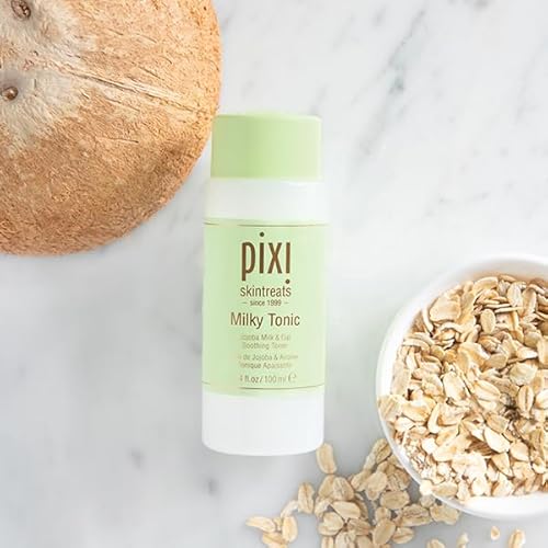 Pixi Milky Tonic, Calming & Hydrating Pads Containing Jojoba Milk, Infused with Oat Extract to Soothe, Alcohol-Free Daily Nourishing Toner, 3.4 fl oz/ 100 mL