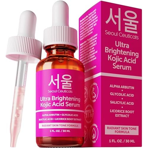 SeoulCeuticals Korean Skin Care Kojic Acid Serum Alpha Arbutin ? Dark Spot Remover Corrector Glycolic Acid + Salicylic Acid K Beauty 1oz