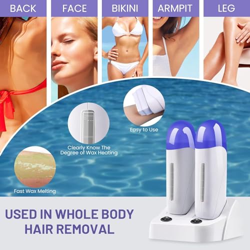 Double Cartridges Wax Warmer for Hair Removal - 110V, Home & Salon Use