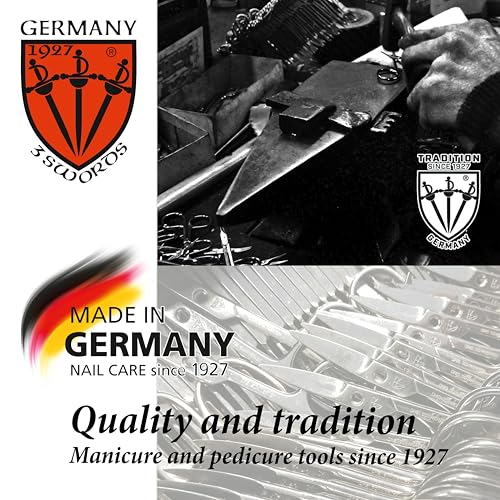 Manicure Pedicure Grooming Kit - 8-Piece Nail Care Set in Black Ostrich Leather Case - Made in Germany