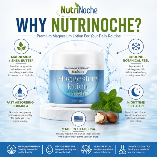 NutriNoche Magnesium Lotion for Relaxation & Sleep - Topical Nano Magnesium Cream with Shea Butter