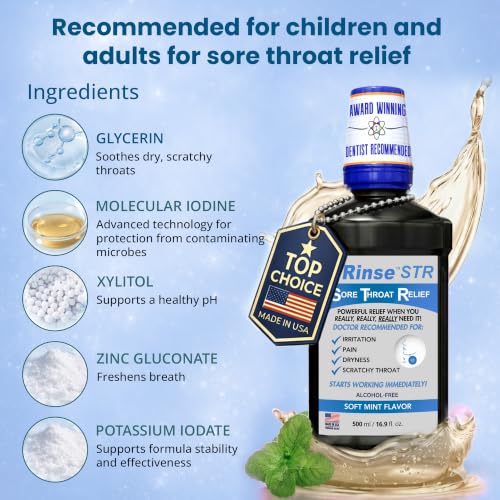 ioRinse STR Mint Sore Throat Relief Gargle - 16.9 Fl Oz, Professional Strength