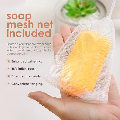 Turmeric and Kojic Acid Soap Bar for Reduce Dark Spots & Even Skin Tone ? With Vitamin C, Glycerin & Tea Tree Oil ? Gentle Cleanse & Hydration for Face & Body (2 Pack)