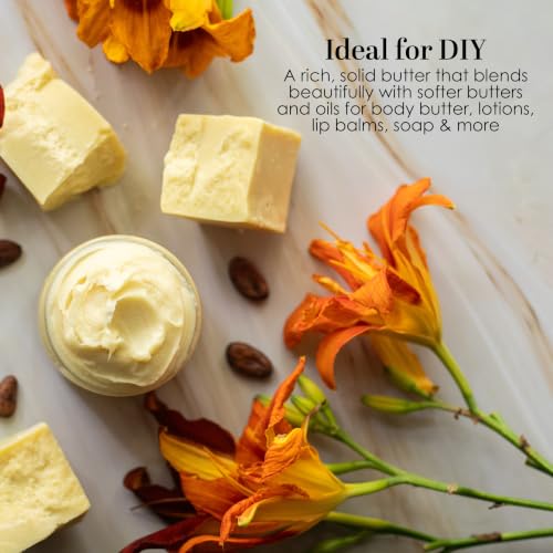 Raw Cocoa Butter Block - 8 oz Unrefined Natural Skin Moisturizer - Pack of 1