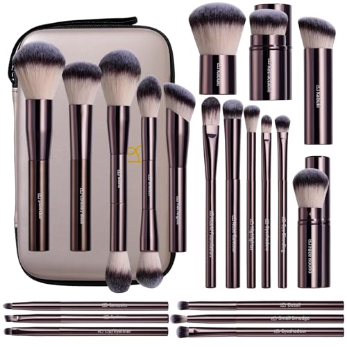 BS-MALL Makeup Brushes Kit ? Professional Makeup Tools with Travel Case, Includes Foundation, Powder, Concealer, Lip & Eyeshadow Brushes for Daily Use & Versatile Occasions (Metallic Brown)