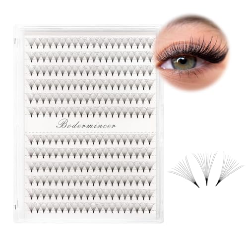 Short Stem Nature Long 10D Premade Fans Dramatic Volume Eye Lashes Extensions Thickness 0.07mm D Curl Soft and Light Weight Individual False Eyelashes Cluster (14MM)