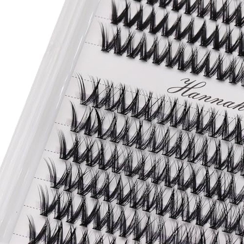 12rows-Large Tray Mixed 8-10-12-14-16mm/Mixed 14-15-16mm/Mixed14mm-16mm/Mixed 18-20mm Wide Stem Individual False Eyelashes Dramatic Black Cluster Eyelashes (MY009-10-12MM)