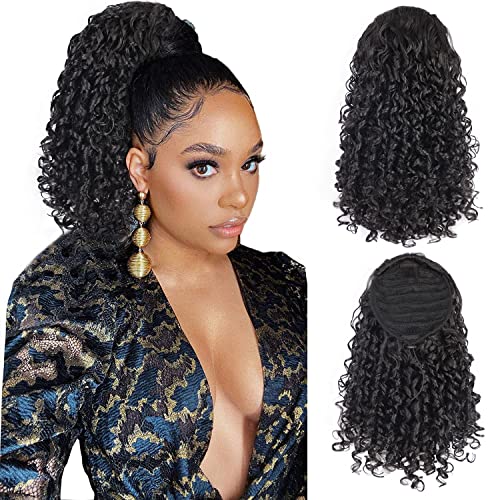 Black Curly Ponytail Extension Drawstring Hairpiece for Black Women