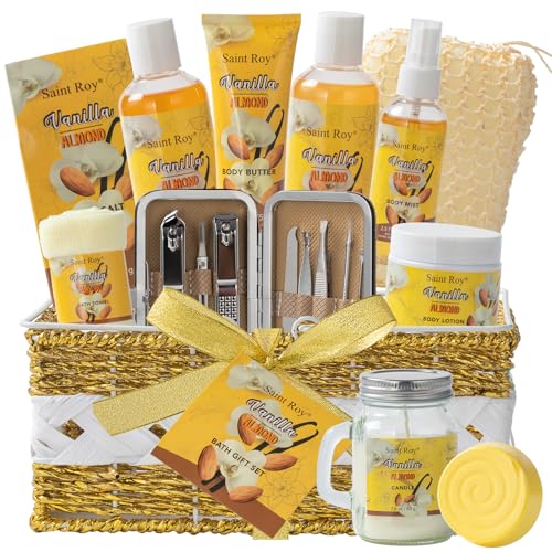 Vanilla & Honey Almond Spa Gift Set 19pcs - Relaxing Bath & Body Kit for Women & Men