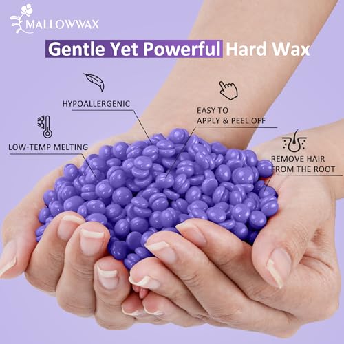 Mallowwax Lavender Hard Wax Beads for Hair Removal 2.5lb – Low-Temp Brazilian & Body Waxing
