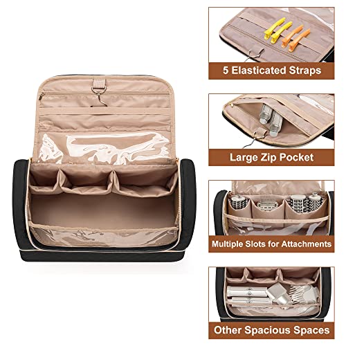 Yarwo Large Airwrap Storage Bag Compatible for Shark FlexStyle Styling (HD 430/440), Double Layers Travel Case Box for Shark Flexstyle/Dyson Airwrap and Hair Styler Attachments, Black (Bag Only)